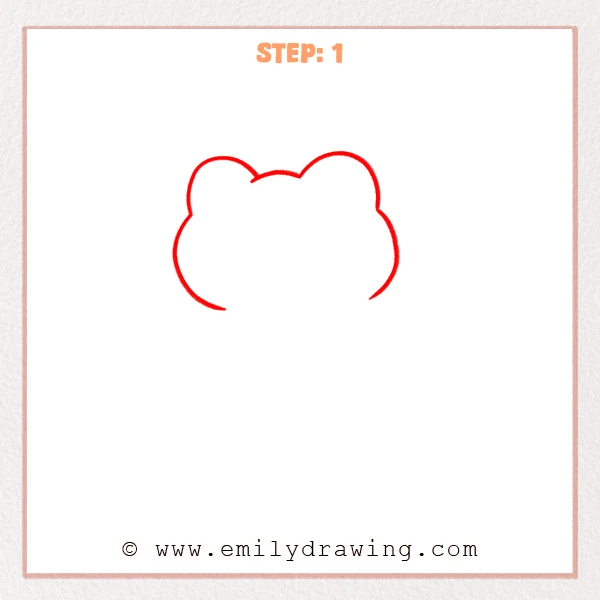 how to draw a cartoon frog - A first step sketch showing the top outline of a cartoon frog head with two rounded eye bumps.